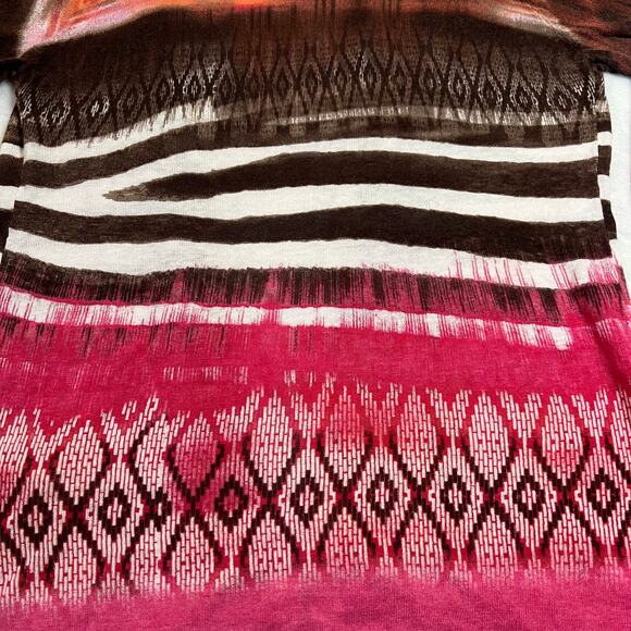 Chico's Tribal Chic Strom Cardigan Size Small/6 Linen Cotton Open 3/4 Sleeve - Picture 3 of 6